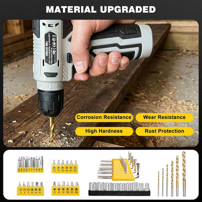 Upgraded 180 Piece Tool Set, Tool Kit with 8V Cordless Drill Set, General Household Hand Drill Kit for Men and Women, Plastic Storage Toolbox for DIYers, Home Maintenance and Everyday Repairs(Orange)
