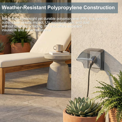 Outdoor Waterproof Outlet Cover for Single-Gang Duplex Receptacle (NEMA 5-15R), Weatherproof Electrical Socket Protector 2.6" x 3.2", Wall Plate Guard for Outdoor & Bathroom Use (Gray)