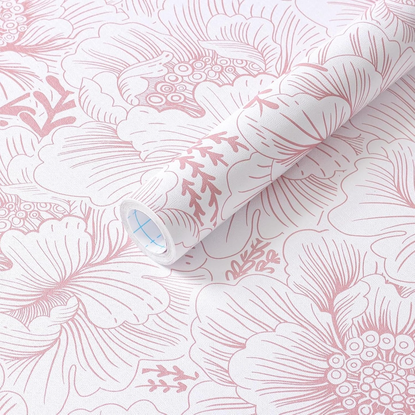 GloryTik Floral Peel and Stick Wallpaper, Removable Blue Floral Contact Paper, Self Adhesive Renter Friendly Wallpaper for Bedroom Living Room Bathroom (17.3" x 78.7")