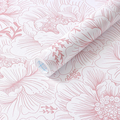 GloryTik Floral Peel and Stick Wallpaper, Removable Blue Floral Contact Paper, Self Adhesive Renter Friendly Wallpaper for Bedroom Living Room Bathroom (17.3" x 78.7")