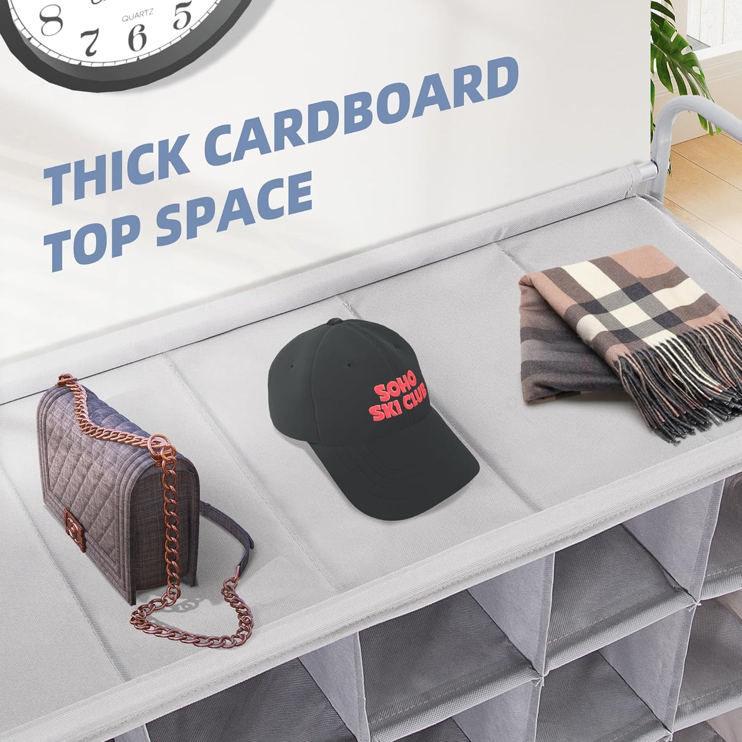 STORAGE MANIAC Stackable Shoe Cubby Organizer, Free Standing Shoe Cube Rack for Entryway, Bedroom, Apartment, Closet, 20-Cube Gray