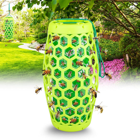 Wasp Trap Bee Catcher - Outdoor Hanging Carpenter Bee Traps with 4 Sticky Boards, Non-Toxic Reusable Hornet & Yellow Jacket Trap, 2 Pack (Orange)