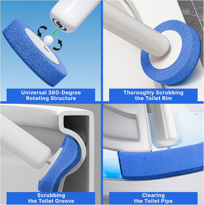 CiLoN 30 Pack Auto-Open Lid Disposable Toilet Bowl Brush & Holder System | Wall-Mounted Disposable Toilet Cleaning Set For Touch-Free Space-Saving Hygienic Modern Bathrooms (Starter Kit + 30 Sponge)