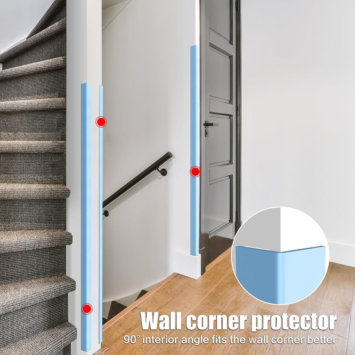 Wall Corner Protector, Walls Edge Protector，Self-Adhesive Wall Corner Guards,PVC Double Side Edge Protector， Furniture Stairs Guard (Gray 2PCS 90cm/35.4in)