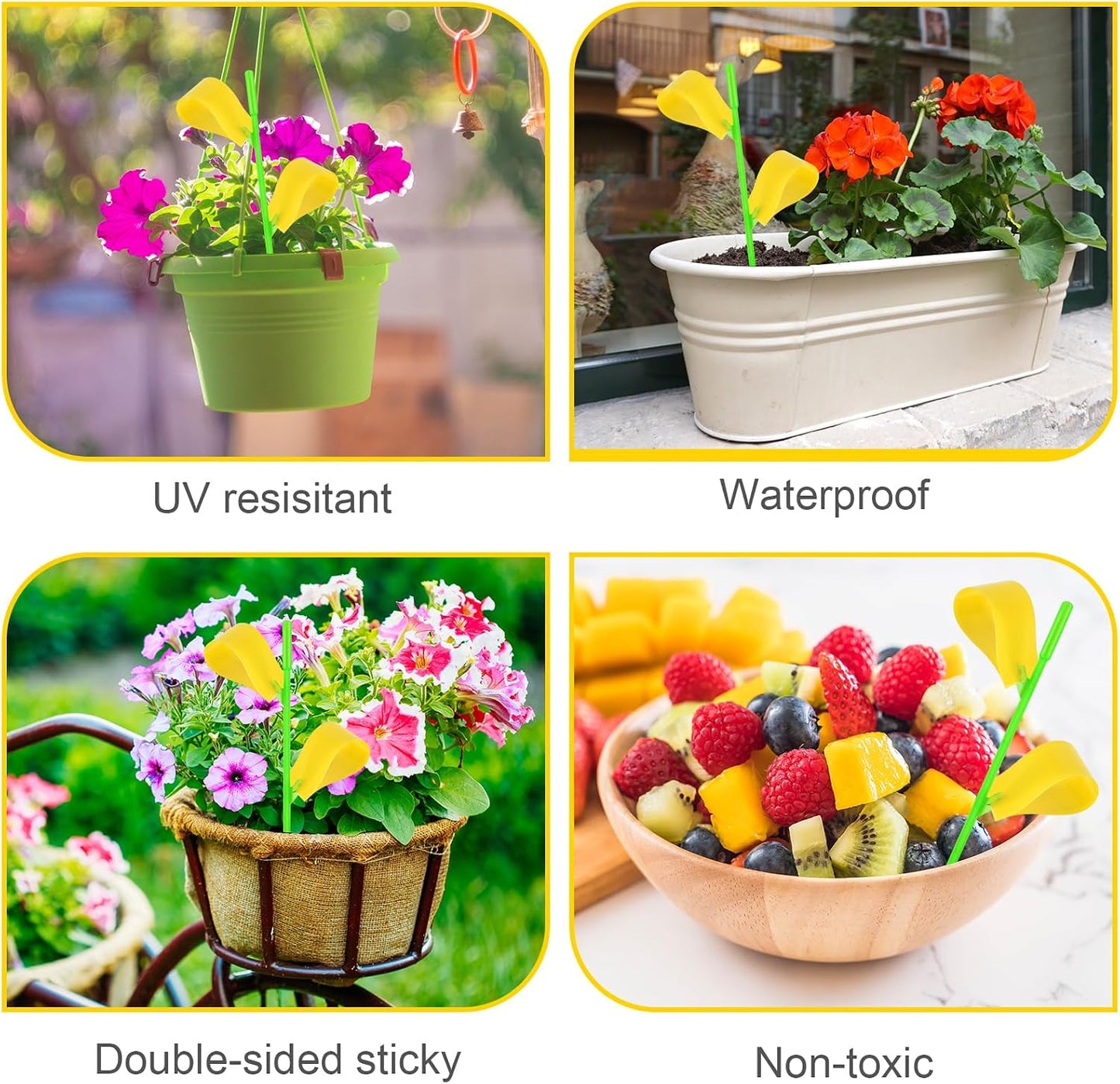Fruit Fly Traps, 100 Pack Yellow Sticky Traps, Fungus Gnat Traps, Plant Fly Stickers for Indoor and Outdoor Use Protect The Plant