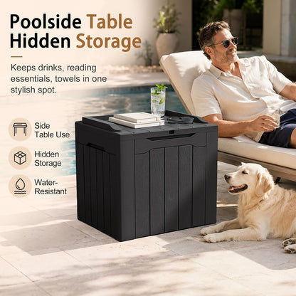 JUMMICO 31 Gallon Resin Deck Box Waterproof Indoor Outdoor Storage Boxes for Patio Furniture Cushions and Garden Tools (Brown)