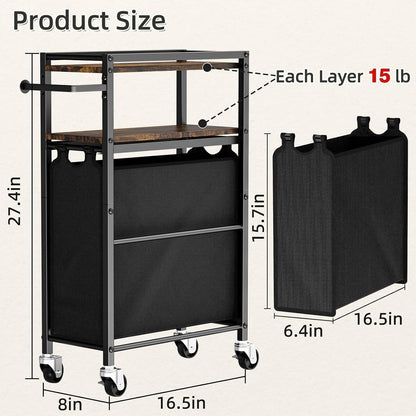 Toilet Paper Holder with Storage Bag & Wheels - Freestanding Bathroom Organizer Holds 9 Rolls for Small Spaces, Essentials Storage Beside Toilet-Brown
