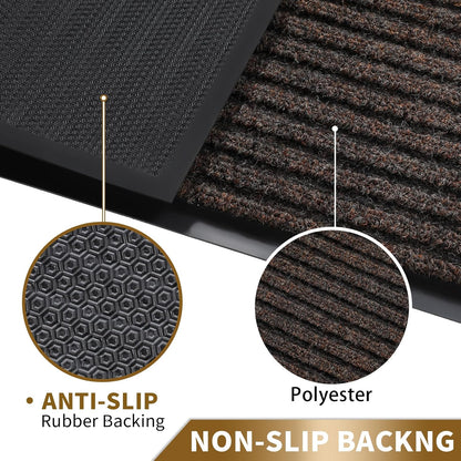 Yimobra Welcome Mat, Heavy Duty Sturdy Door Mats for Home Entrance Outdoor Indoor, Front Doormat for Outside Patio Floor Entry Porch Garage Office, Waterproof, Low Profile, 29.5x17, Black Grey