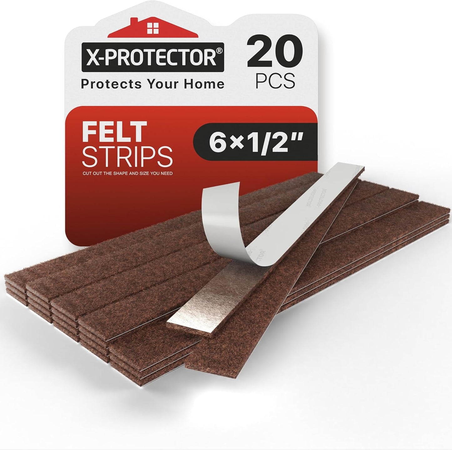 X-Protector Premium Felt Furniture Pads - 20 PCS 6 x 1/2" - Black Rectangular Pads with Tenacious Adhesive - Protects Hardwood, Laminate & Tile Floors