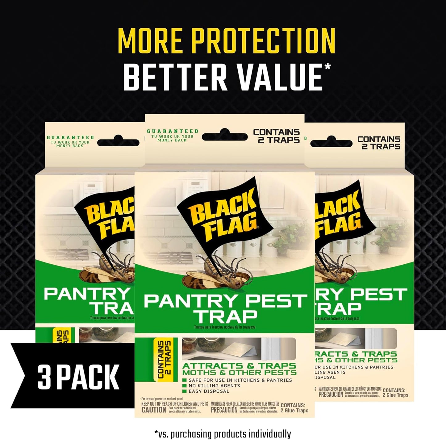 Black Flag Pantry Pest Trap 2 Count, Insect Traps, Safe For Use In Kitchens And Pantries