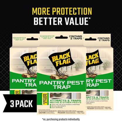 Black Flag Pantry Pest Trap 2 Count, Insect Traps, Safe For Use In Kitchens And Pantries