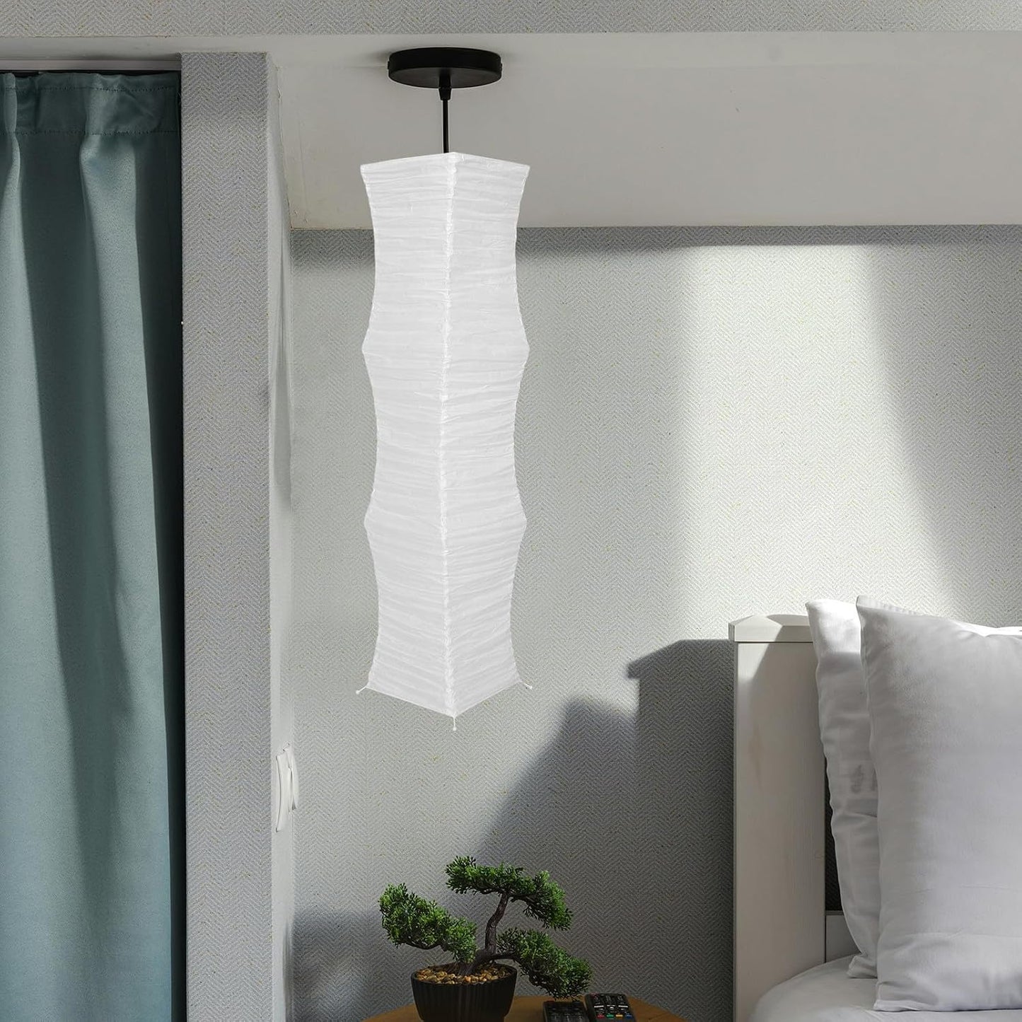IMIKEYA Japanese Paper Floor Lamp Shade, Foldable Rice Paper Lampshade Cover Replacement, Soft Light Standing Lamp Shade for Modern Minimalist Living Room, Bedroom, Office Decor