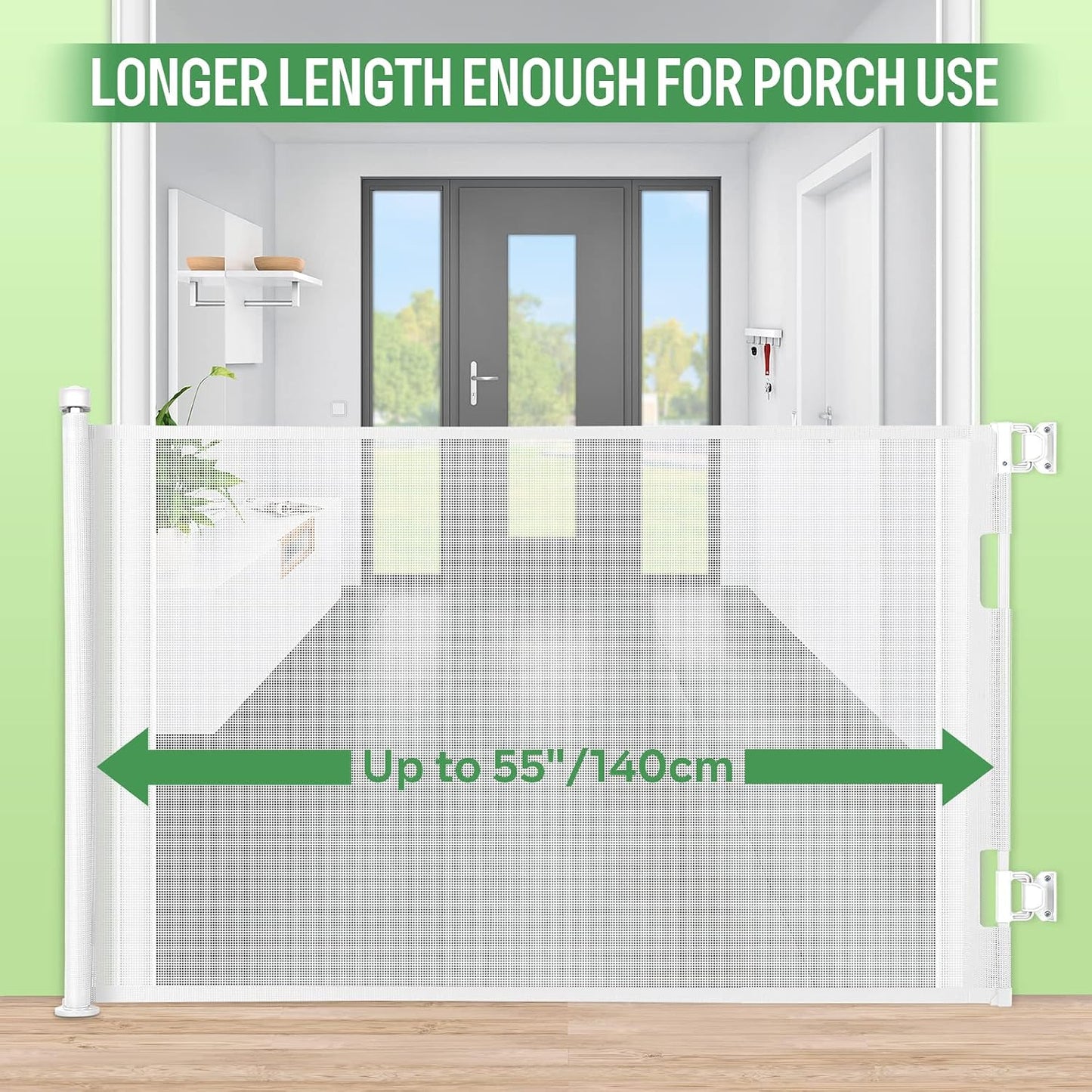 Retractable Baby Gate for Stairs & Doorways, 33" Tall Extends to 71" Wide | Extra Wide Safety Kid Pet Gate, Mesh Dog Gate for Indoor,Outdoor, Hallways One-Handed Operation, Easy Install(33”x71”-Black)