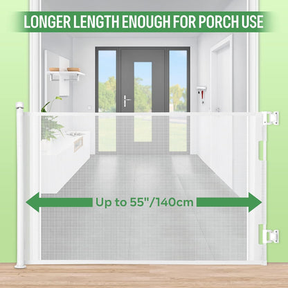 Retractable Baby Gate for Stairs & Doorways, 33" Tall Extends to 71" Wide | Extra Wide Safety Kid Pet Gate, Mesh Dog Gate for Indoor,Outdoor, Hallways One-Handed Operation, Easy Install(33”x71”-Black)