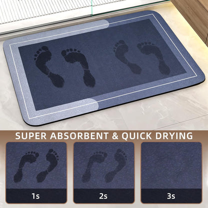 Diatomaceous Earth Bath Mat Super Absorbent Quick Dry Bath Mat, Bathroom Rugs Non Slip Washable, Thin Dark Gray Bathroom Floor Mats-Shower Rug for in Front of Bathtub Shower, Easy Care, 15.7"x23.6"