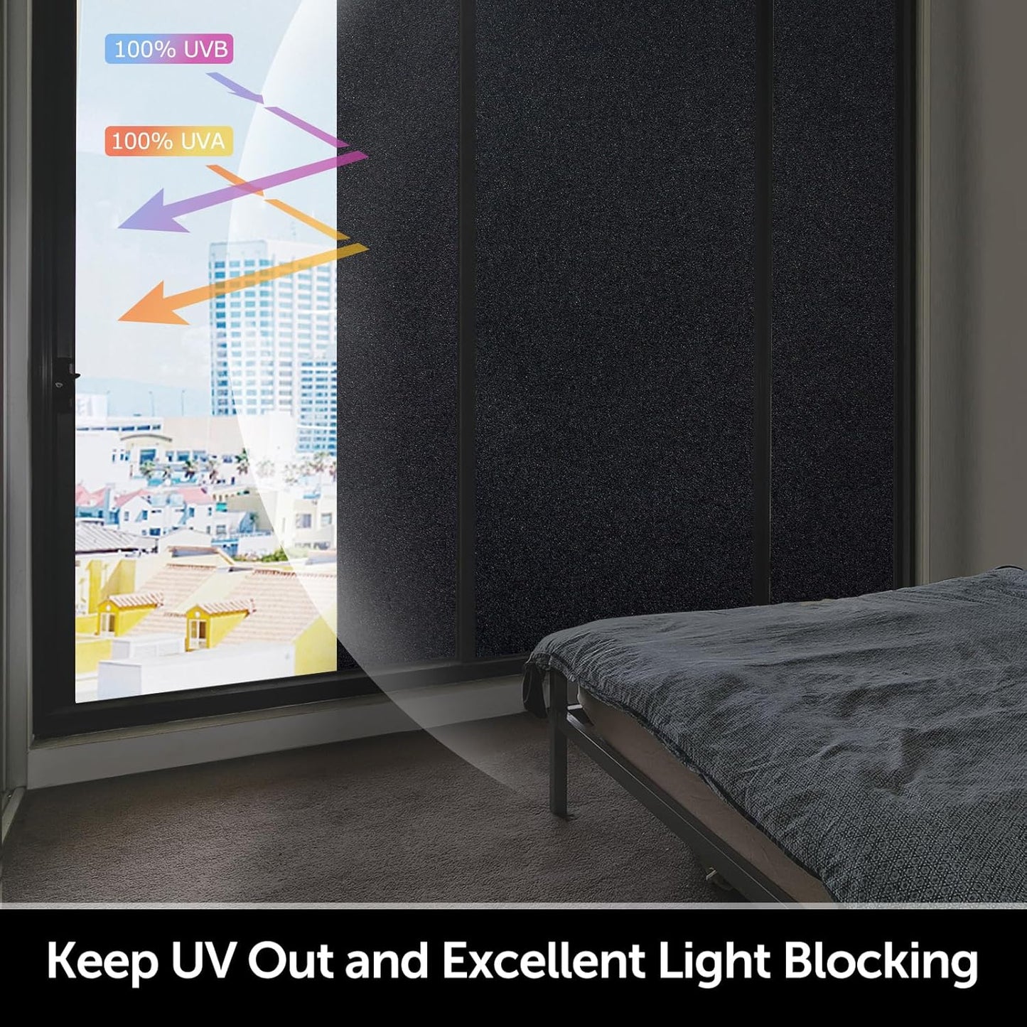 HIDBEA Frosted Window Privacy Film Heat Control UV Blocking, Static Cling Non-Adhesive Reusable Door coverings for Bathroom Home Office (Frosted 17.5 Inch x 6.5 Feet)
