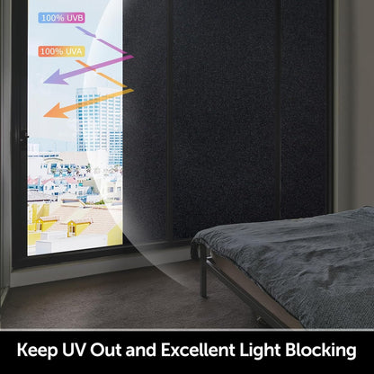 HIDBEA Frosted Window Privacy Film Heat Control UV Blocking, Static Cling Non-Adhesive Reusable Door coverings for Bathroom Home Office (Frosted 17.5 Inch x 6.5 Feet)