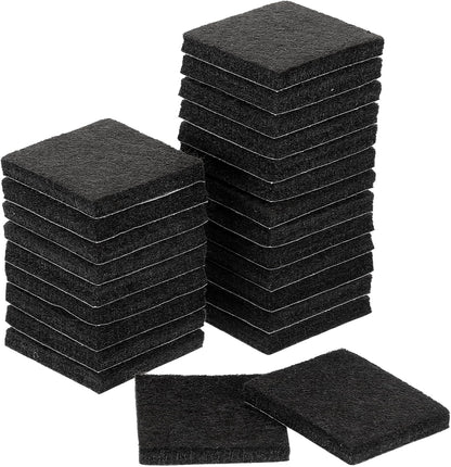 uxcell Furniture Pads, 24Pcs 1.5" - Square Self Adhesive Felt Furniture Pads, Floor Protectors for Furniture Feet Chairs Legs Hardwood Floors (Black)