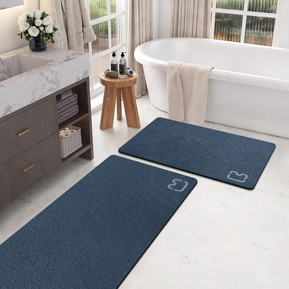 Diatomaceous Earth Bath Mat Rugs Super Absorbent Diatomite Stone Bath Mat Non Slip Quick Dry Thin Bathroom Mat Fit Under Door, Floor Rugs in Front of Bathtub, Shower Room, Sink,15.7"x23.6", Grey