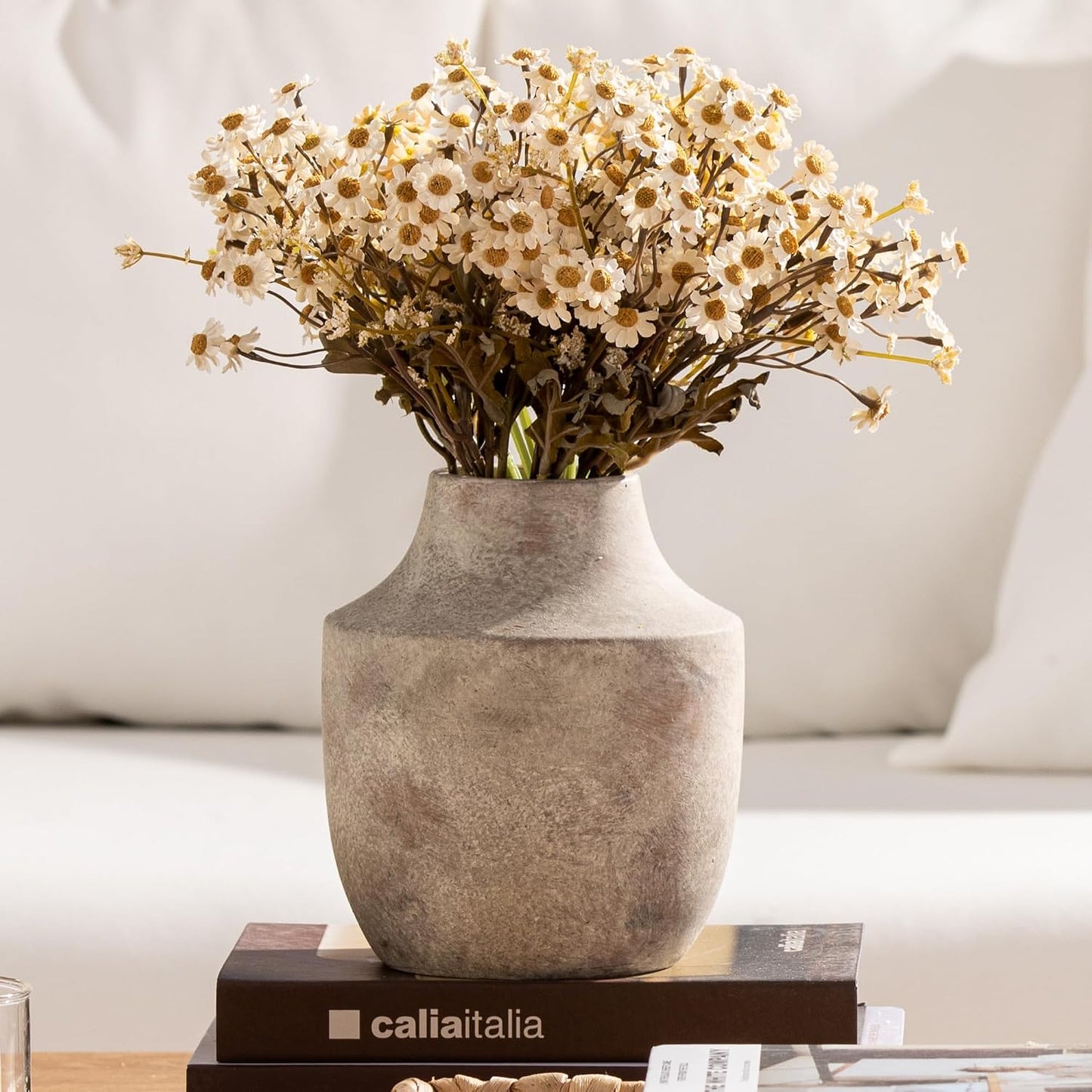 Ceramic Vase Set of 3, Modern Decorative Vases for Home Decor, Small Flower Pottery Vase Sets, Boho Farmhouse Rustic Vases for Living Room, Kitchen, Bedroom, Bathroom, Shelf, Table