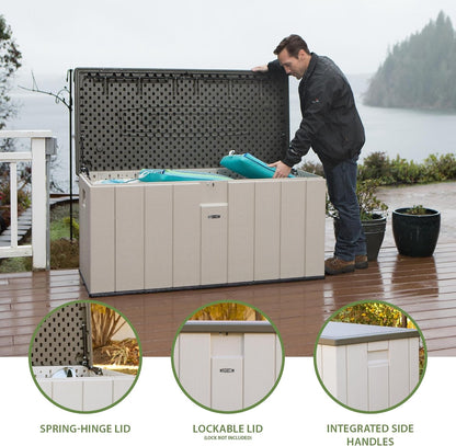 LIFETIME 60012 Extra Large Deck Box, 130 Gallon, Desert Sand/Brown