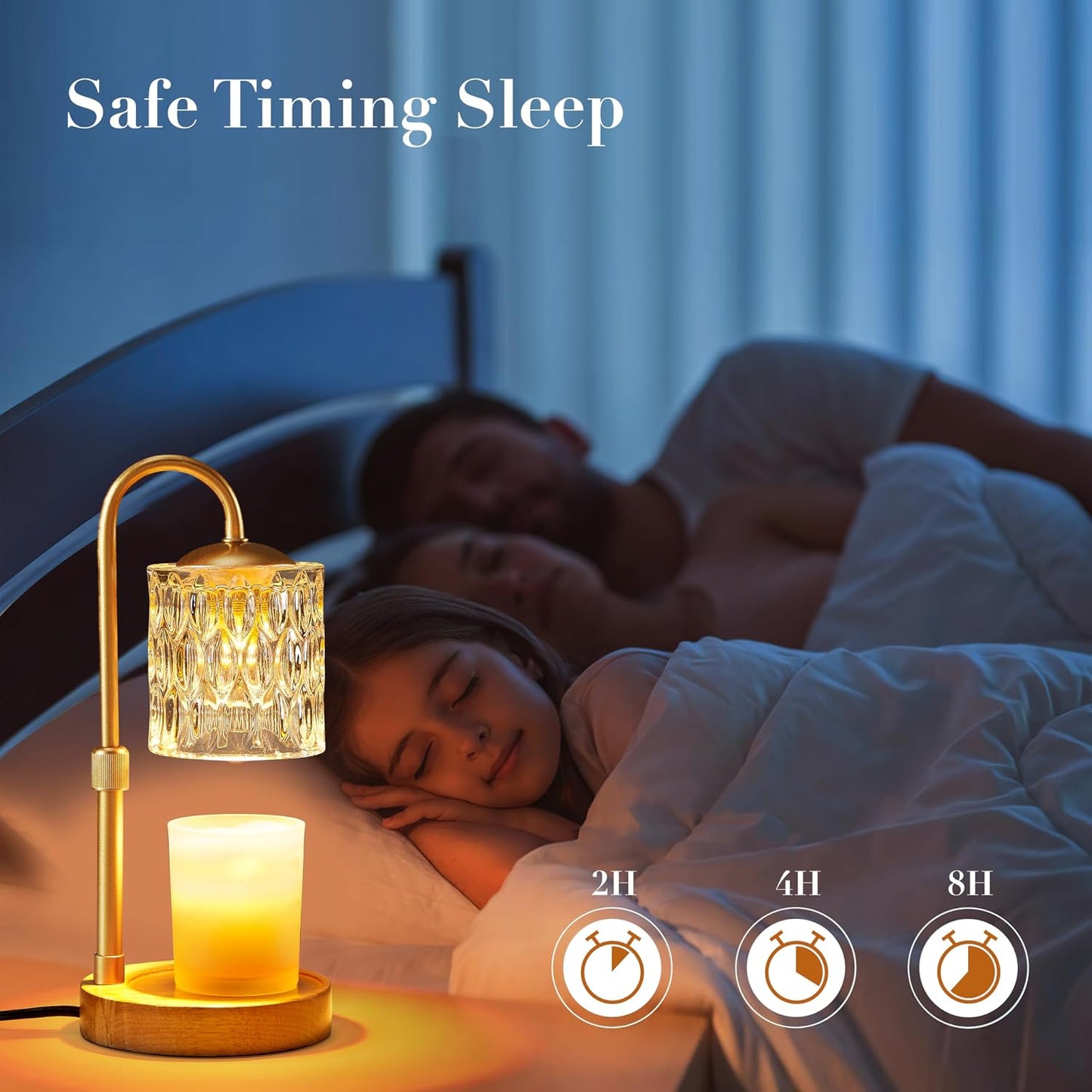 Briever Dimmable Candle Warmer Lamp with Timer, Height Adjustable Electric Candle Wax Warmer, Christmas Birthday Gifts for Women Mom, House Warming Gifts New Home Room Decor, Walnut Solid Wood Base