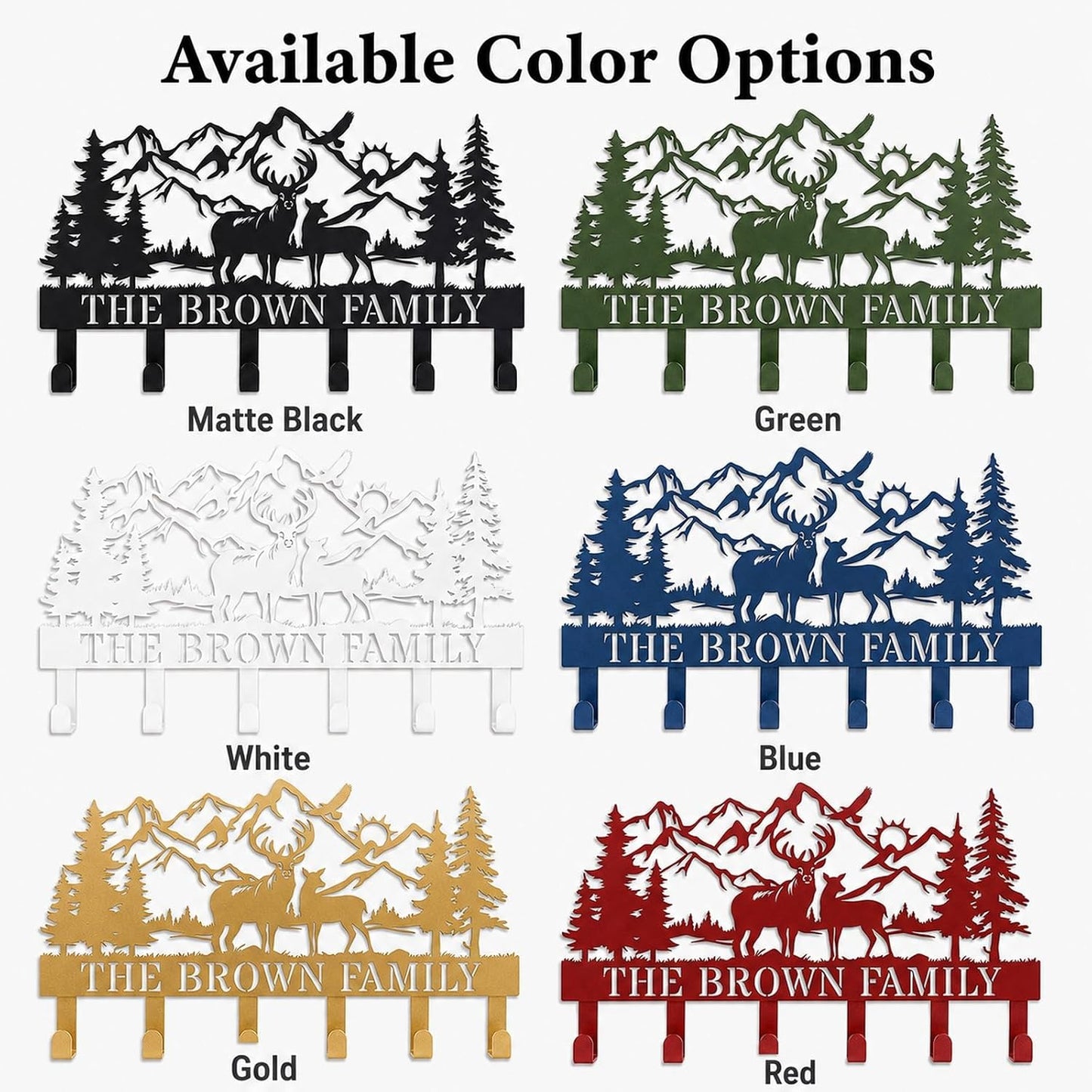 Deer Mountain Metal Key Holder Wall Mount Key Holder for Wall Rustic Cabin Decor Key Rack Hooks Hanger Woodland Wildlife Wall Art Entryway Organizer Housewarming Hunting Gifts