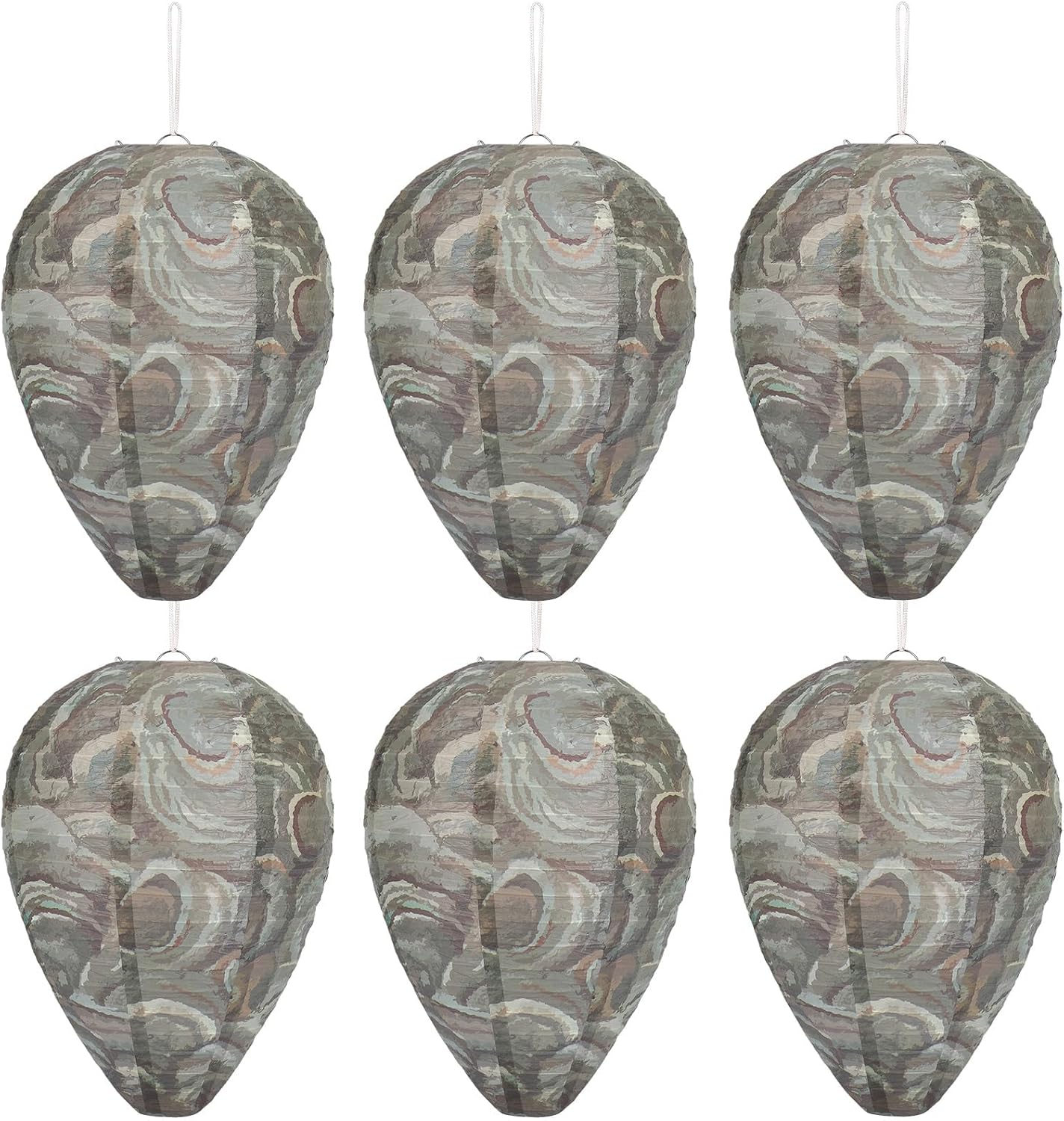 DECYOOL 6 Pack Paper Fake Wasp Nests Decoys for Yellow Jackets and Wasps | ﻿ Oversized Paper Build, Eaves/Garbage/Pool Areas, Territorial Hive Mimicry, Hanging Design,Easy Mount