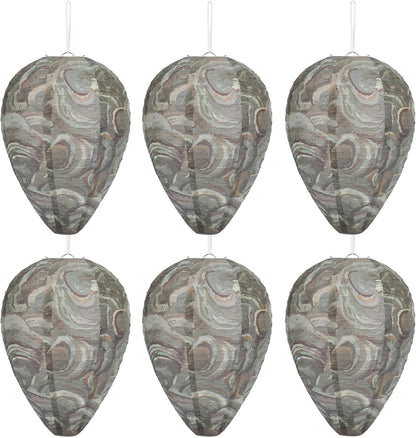 DECYOOL 6 Pack Paper Fake Wasp Nests Decoys for Yellow Jackets and Wasps | ﻿ Oversized Paper Build, Eaves/Garbage/Pool Areas, Territorial Hive Mimicry, Hanging Design,Easy Mount