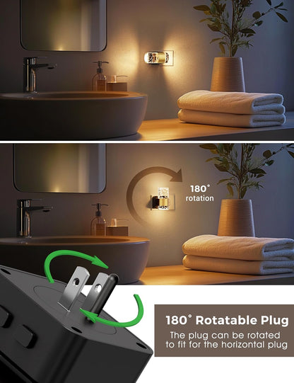 L LOHAS LED Night Light,Dimmable Night Lights Plug into Wall, 2 Pack Acrylic Nightlight with 0-100 LM Adjustable Brightness, 3000K Plug in Night Light with Dusk to Dawn Sensor, for Bathroom Hallway