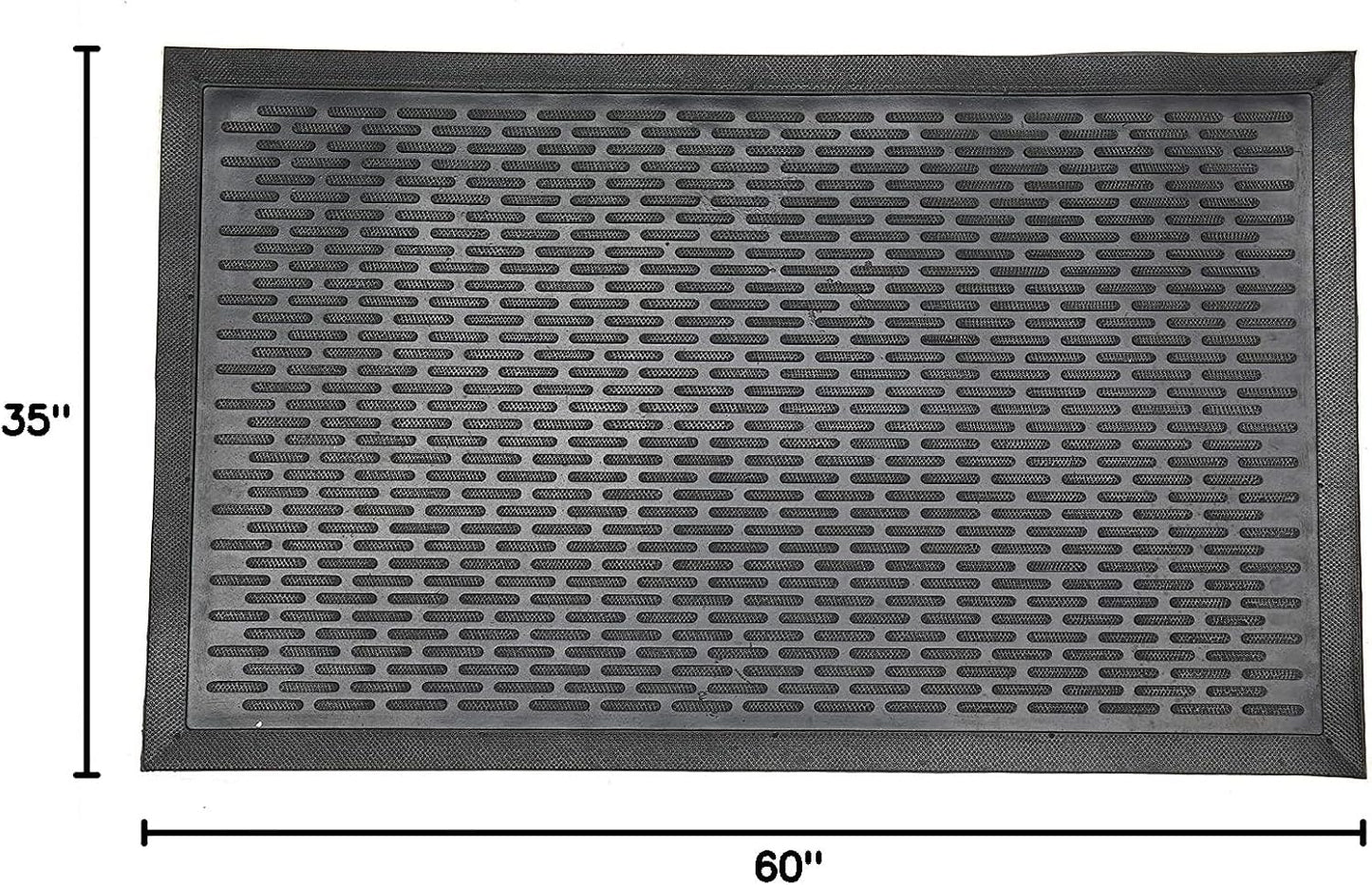 Ottomanson Waterproof Rubber Outdoor Doormat – Heavy-Duty Non-Slip Rubber Floor Mat with Ridge Scraper Pattern, All-Weather Front Door Entry Mat for Mud & Dirt Control – 24" x 36", Black