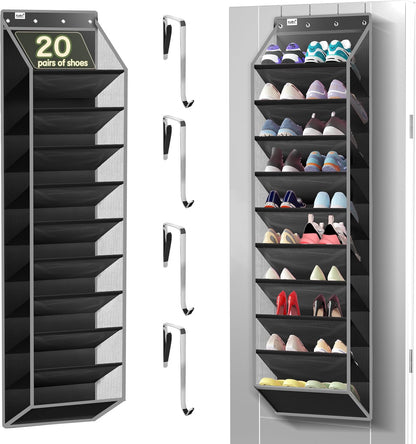 Kotkn 35 Compartment Over The Door Storage - Breathable Mesh Hanging Organizer with Large Pockets, Space Saving Design for Men & Women's Footwear, Closet, Bedroom （White）