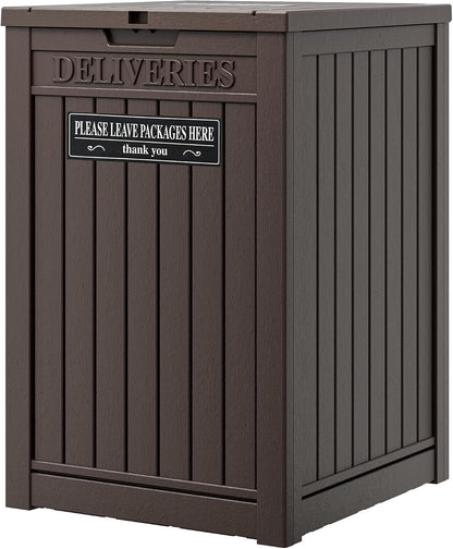 LHBGO Package Delivery Box for Outside, 48 Gallon Storage with Lockable Secure, Large Double Wall Resin Outdoor Package Delivery Waterproof Deck