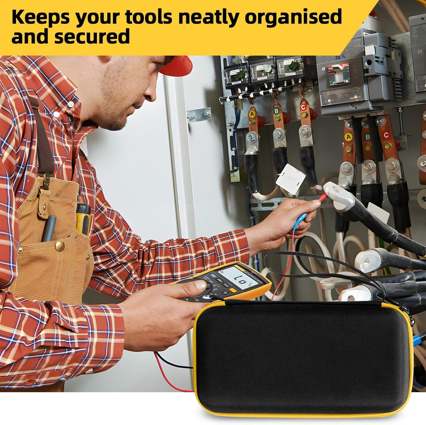Carrying Case for Fluke 15B+/17B+/Fluke 101/117/115/116/114/113/177/179/233/106/107 Multimeter Testers and Accessories, Multimeter Storage Bag Organizer Box -Black (Case Only)