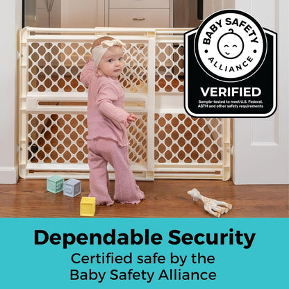 Toddleroo by North States - Supergate Ergo Baby Gate: Plastic Baby Gate for Stairs & Doorways - Adjustable Indoor Safety Gate - Made in USA - 26 to 42 Inches Wide - 26 Inches Tall - Sand