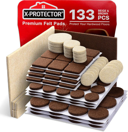 Felt Furniture Pads X-PROTECTOR - 48 Premium Floor Protector Chair Felts for Feet Wood Floors Best Hardwood Protect Your Hard Floors! (Brown)