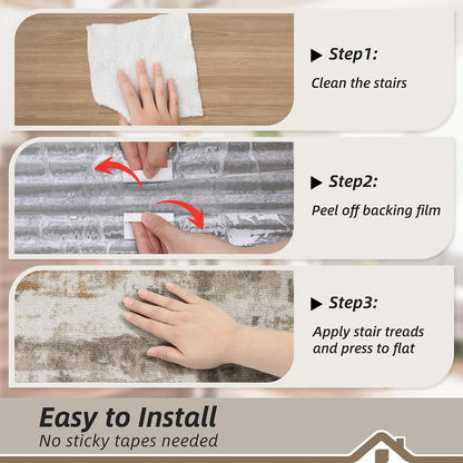 BEQHAUSE Stair Treads for Wooden Steps Non-Slip Machine Washable Carpet Stair Treads 8"X30" Soft Indoor Stair Runner for Kids Elders and Pets, 100% Polyester, TPE Backing, 15pcs, Grey/Orange