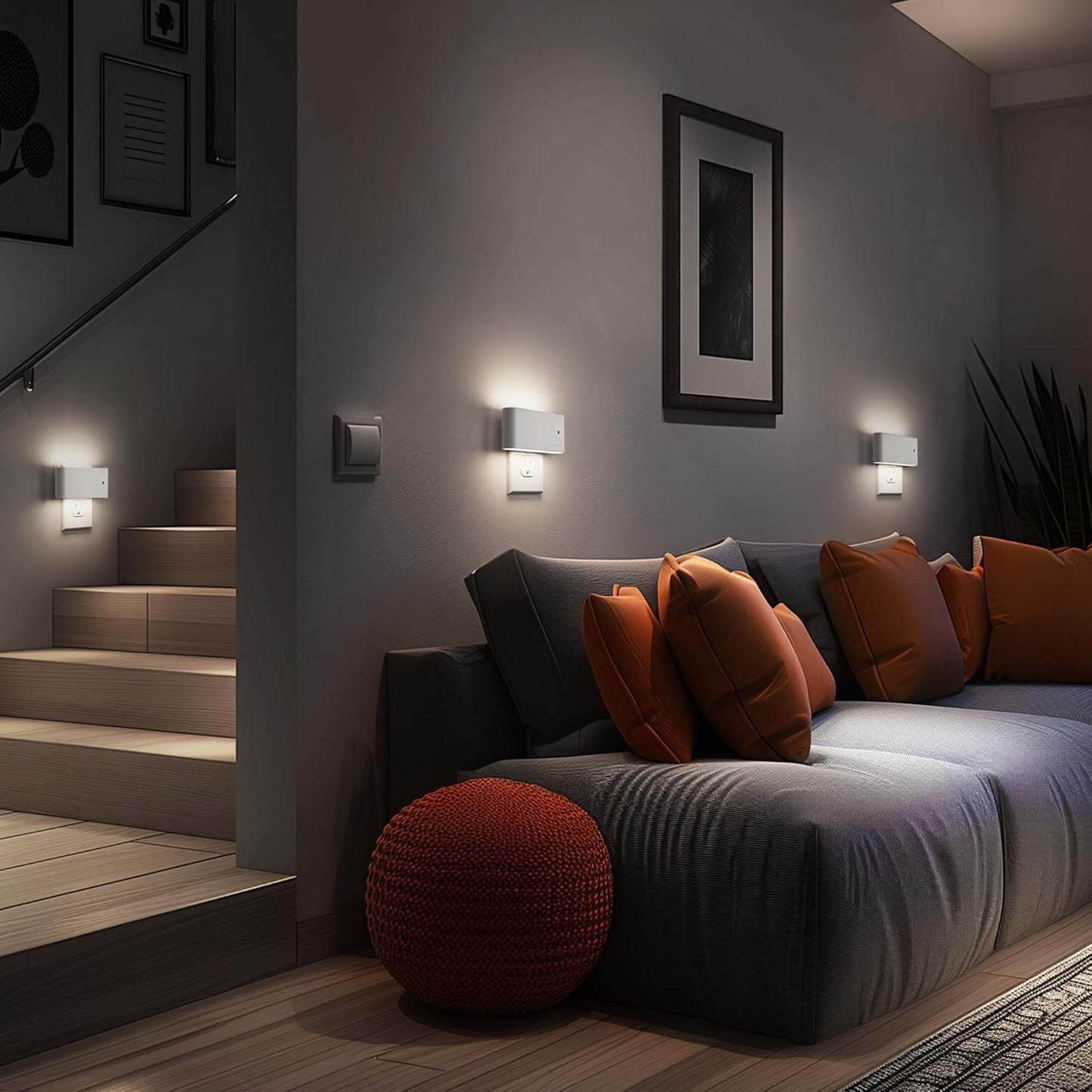 Briignite Motion Sensor Night Light, 2 Pack Motion Activation Night Lights Plug into Wall, Auto On Off, 0-100LM Dimmable Night Light Plug in, 3000K Warm White LED Nightlight for Kids Bedroom Hallway