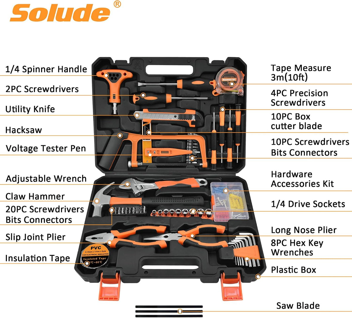 Tool Set, Home Repair Tool Kit for Men Women College Students,Household Basic Hand Tool Sets with Case for Home Maintenance,Dorm Essentials and DIY Projects