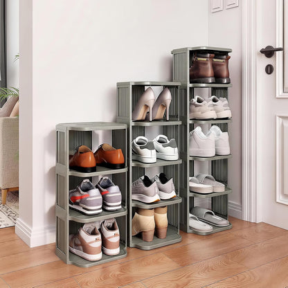 Kitstorack 8-Tier Vertical Plastic Shoe Rack, Freestanding Stackable Storage Organizer for Small Closets and Tight Spaces