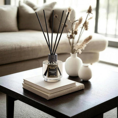 Airkeep Reed Diffuser Set of 3 for Bathroom Air Fresheners, Oil Diffuser Sticks | Cedar Wood,White Pine Moroccan Amber Scent Diffuser(1.7 fl oz*3) Fragrance with 18 Sticks Defusers | Shelf Decor