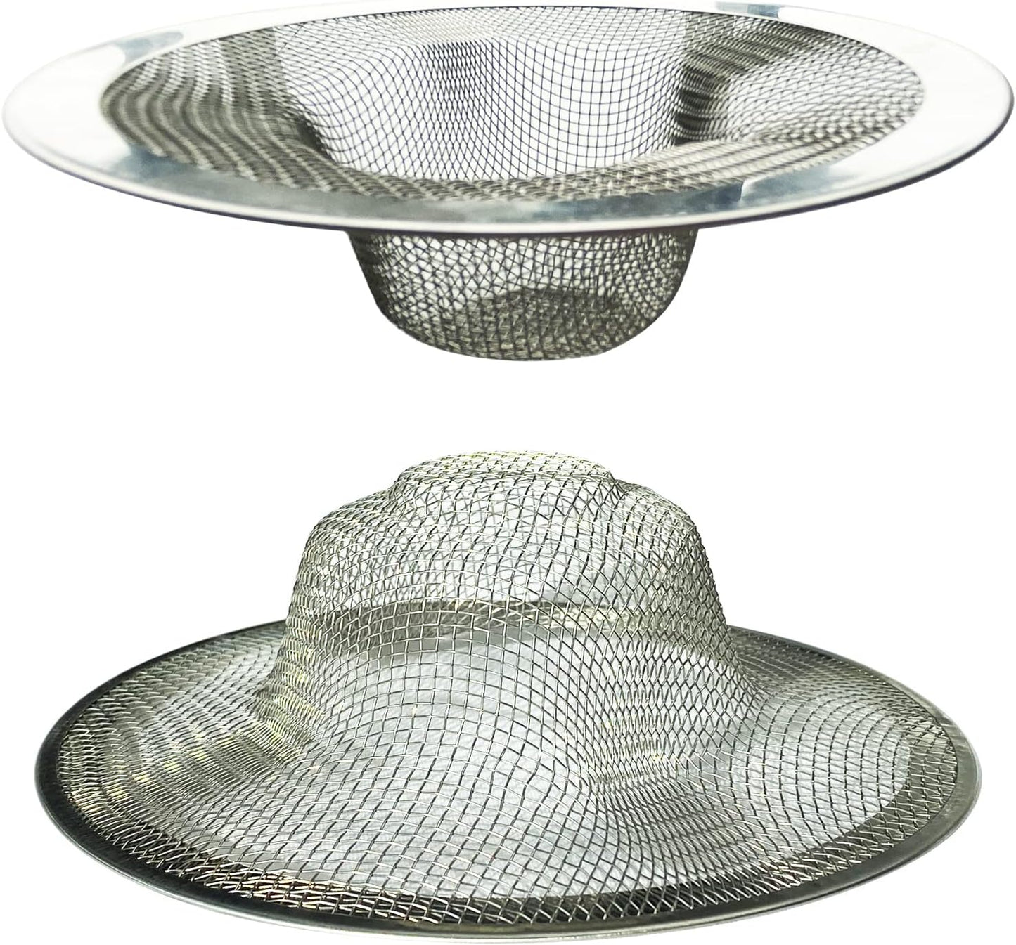 Sink Strainer 2Pcs Stainless Steel Metal Mesh Sink Drain Strainer Large Wide Brim 3.5" Diameter for Most Kitchen Sink Bathroom Bathtub Shower Room Balcony Drains