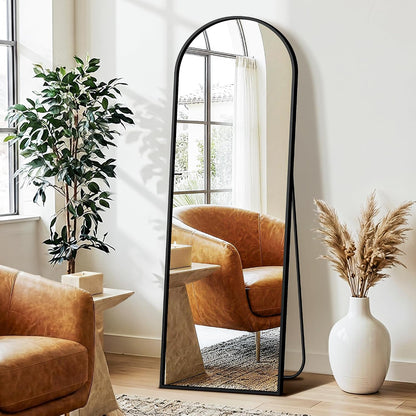 FICTOR Arched Full Length Mirror 15" x 56", Full Body Floor Mirror with Adjustable Stand, Free Standing Mirror with Aluminum Frame for Bedroom, Living Room, Cloakroom, Gold