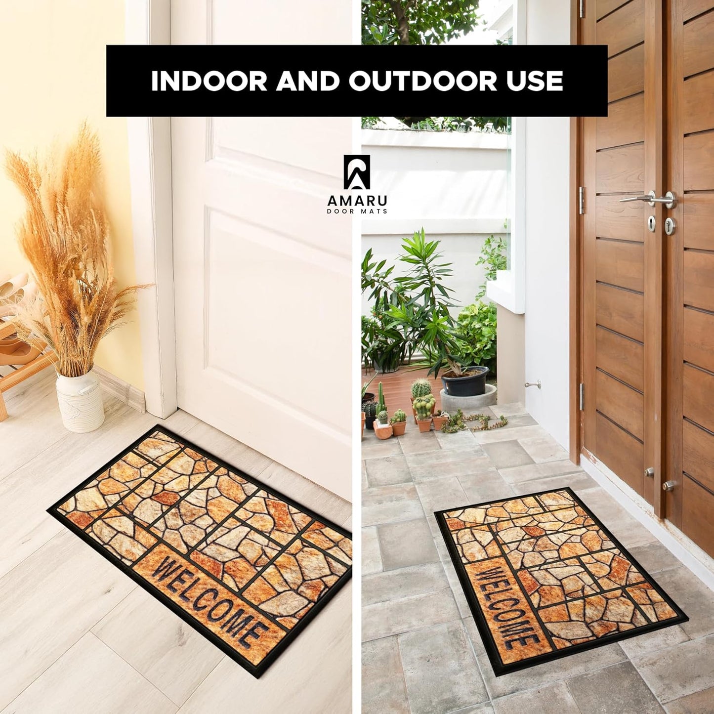 Extra Durable, Superior Absorption, Front Door Mat for Outdoor & Indoor - Welcome Mat for Entryway, Entrance, Patio, Porch - Waterproof, Non-Slip Backing, Coarse Fibers (Scales,17x29)