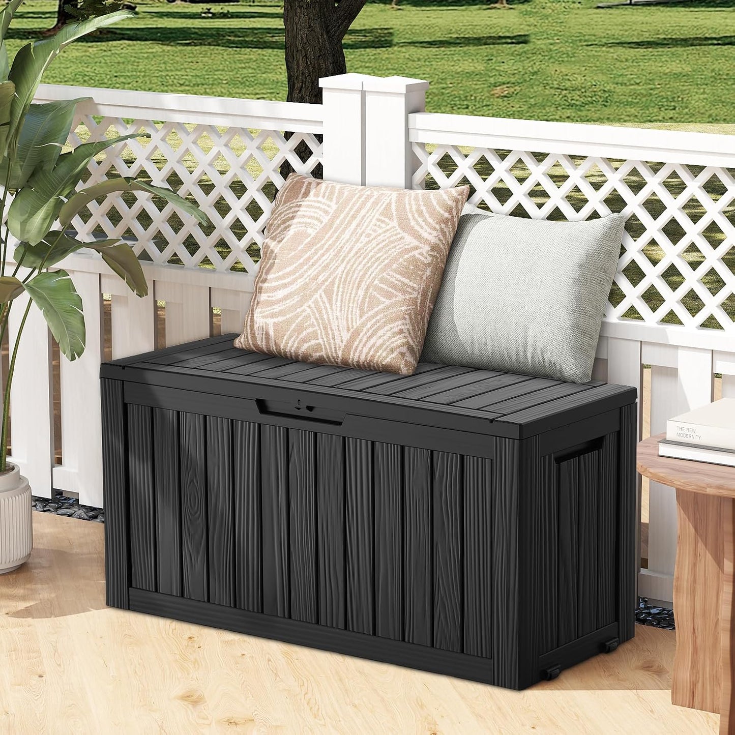Outdoor Storage Box, 50 Gallon Waterproof Deck Storage Box, Lockable Patio Storage Bins for Package Delivery, Porch, Garden Tool, Cushions, Anti-Theft Weatherproof & UV-Resistant Parcel Drop Box