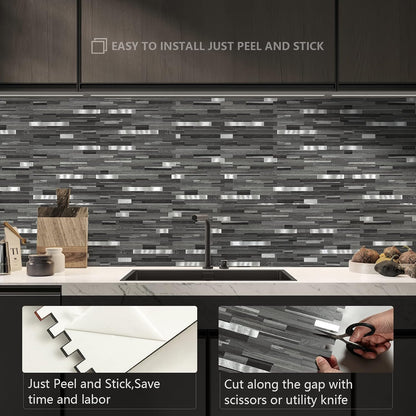 Midcard 20 Sheet Peel and Stick Backsplash, White Marble PVC Wall Tile for Kitchen Backsplash