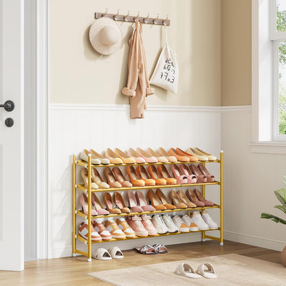 Tajsoon Expandable Shoe Rack for Closet 3 Tier, 28“-41“Adjustable & Stackable Shoe Shelf Storage, Metal Shoe Rack Organizer for Front Door Entrance, Closet, Garage, Entryway, Black