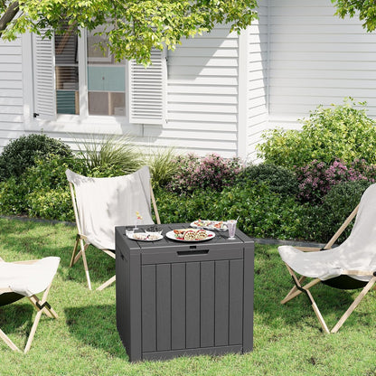 35 Gallon Outdoor Storage Box, Waterproof Resin Deck Box with Lockable Lid – Storage Cabinet for Patio Furniture, Pool Supplies, Garden Tools – Indoor & Outdoor Use