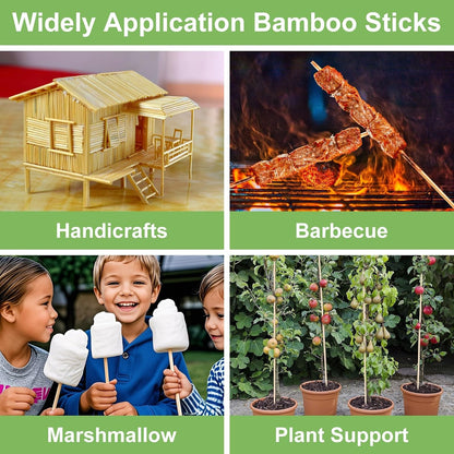 46 PCS Bamboo Plant Stakes 18 Inch, 5mm Thick Wood Plant Support Stakes | for Seedlings Gardening Potted Floral Plant, Indoor Wooden Sign Posting Garden Stick, Crafts Sticks with 46 PCS Wires(4")