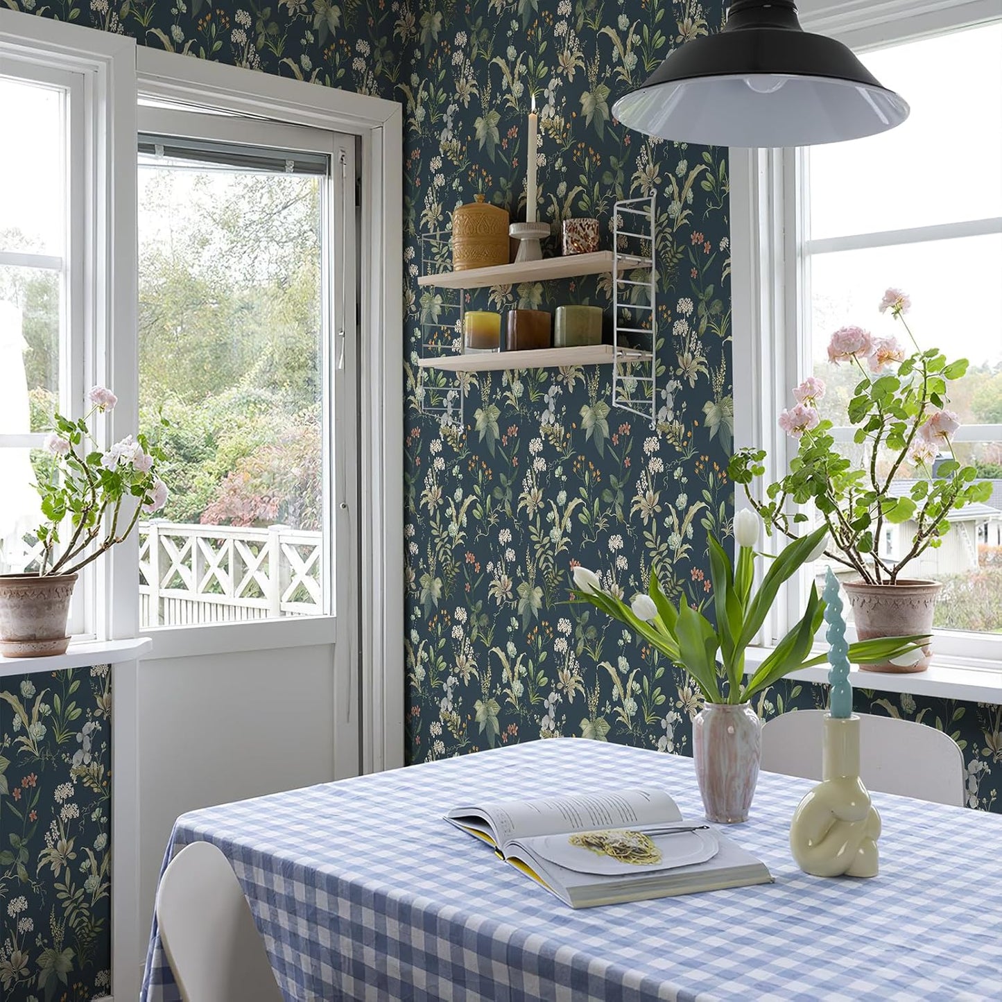 Simon&Siff Vintage Wallpaper Peel and Stick Beige Floral Contact Paper Wildflowers Botanical Wall Paper Removable Renter Friendly Wallpaper 17.3in x 9.8ft